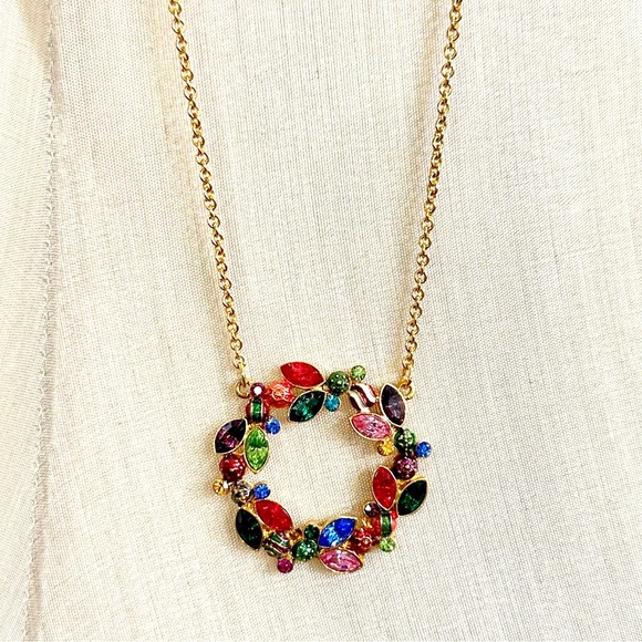 Miriam Haskell Necklace Holiday Collection Circle of Jewels Rhinestone Wreath - Picture 8 of 8